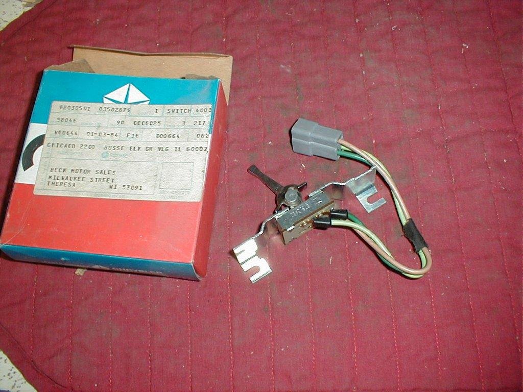 NOS Mopar A/C Blower Switch 196973 Plymouth Dodge C Body Models
